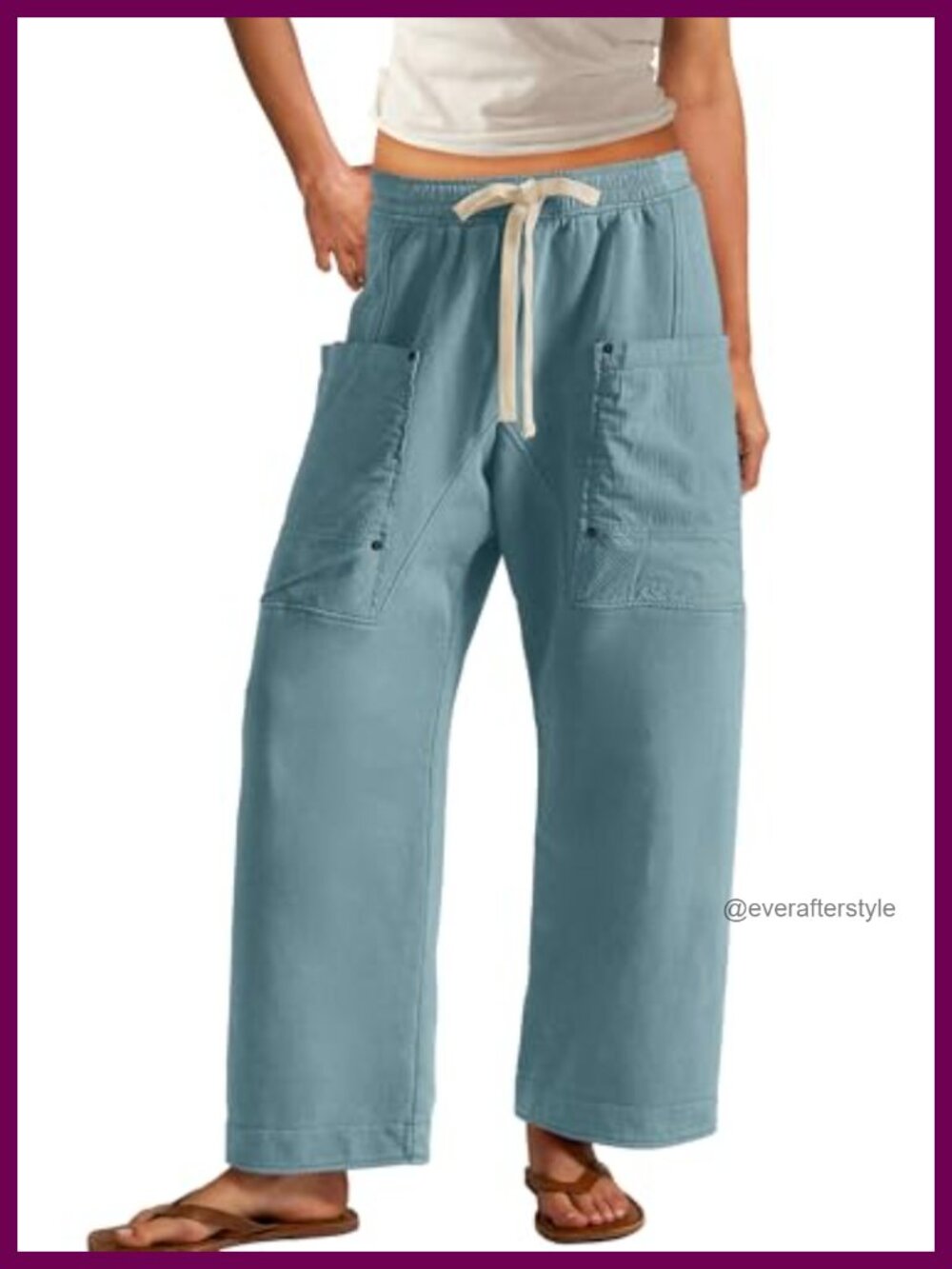 Wide Leg Baggy Sweatpants High Waist Drawstring Cargo Pockets